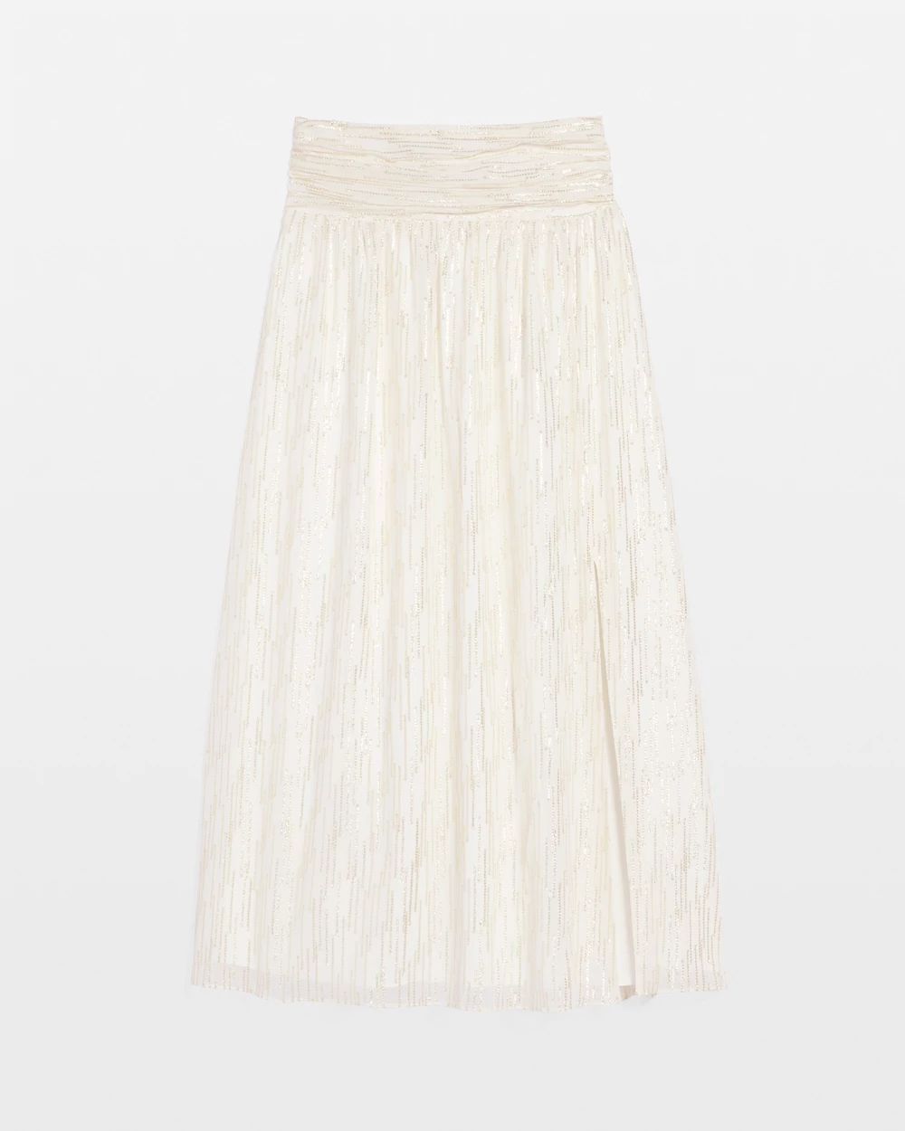 ●ROUGHNECK● Shirred Waist Band Midi Skirt / White White Shirred-Waist Maxi-Skirt - Glamorous